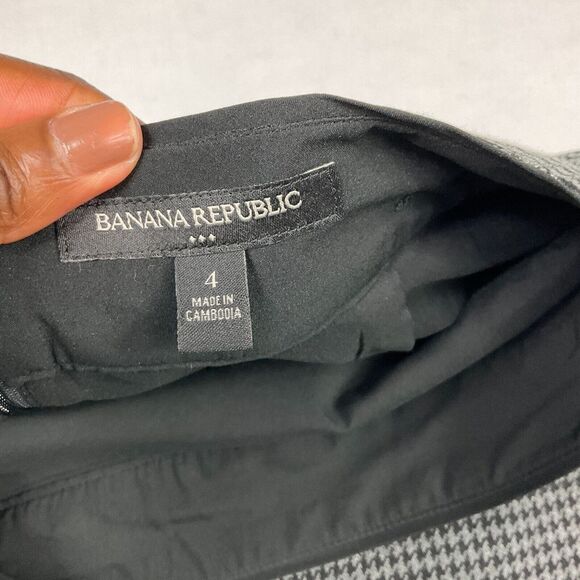Banana Republic Womens Pencil Skirt Houndstooth Professional Back Zip Up Size 4 - Picture 4 of 11
